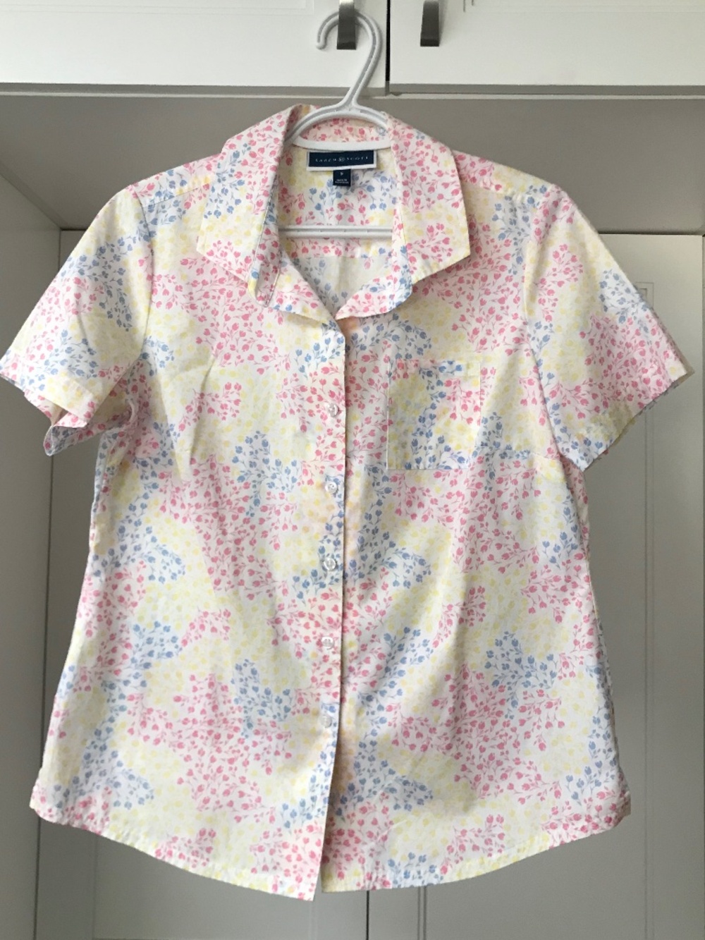 Karen Scott Women’s US S Shirt, Blouse, Top Pastel Floral Short Sleeve